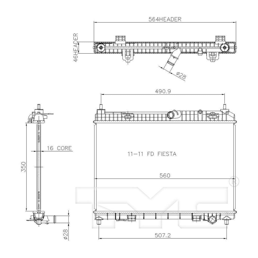 13201 Radiator Assembly for 11-16 Ford Fiesta