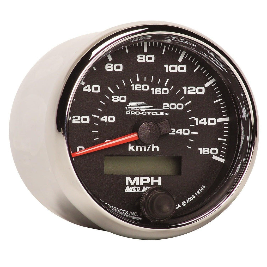 2-5/8 in. SPEEDOMETER 0-160 MPH 0-260 KPH BLACK PRO-CYCLE - greatparts