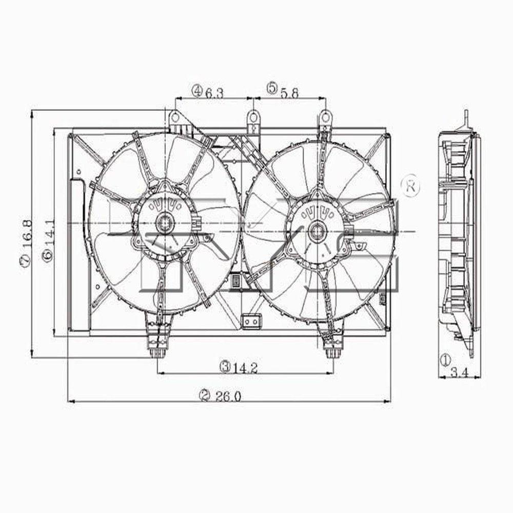 620820 Dual Radiator and Condenser Fan Assembly Fits 2004 Dodge Neon