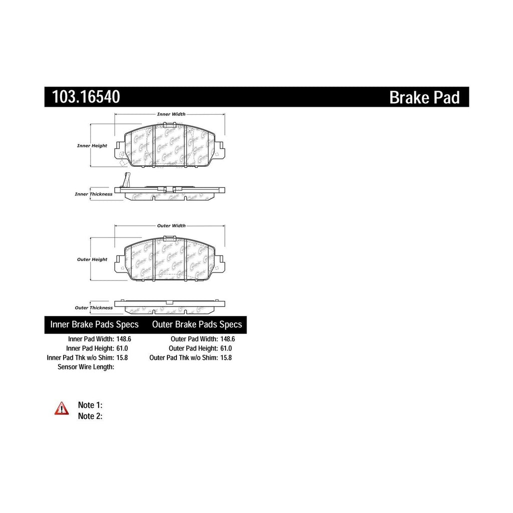 Centric Front Disc Brake Pad for Accord, HR-V (103.16540)