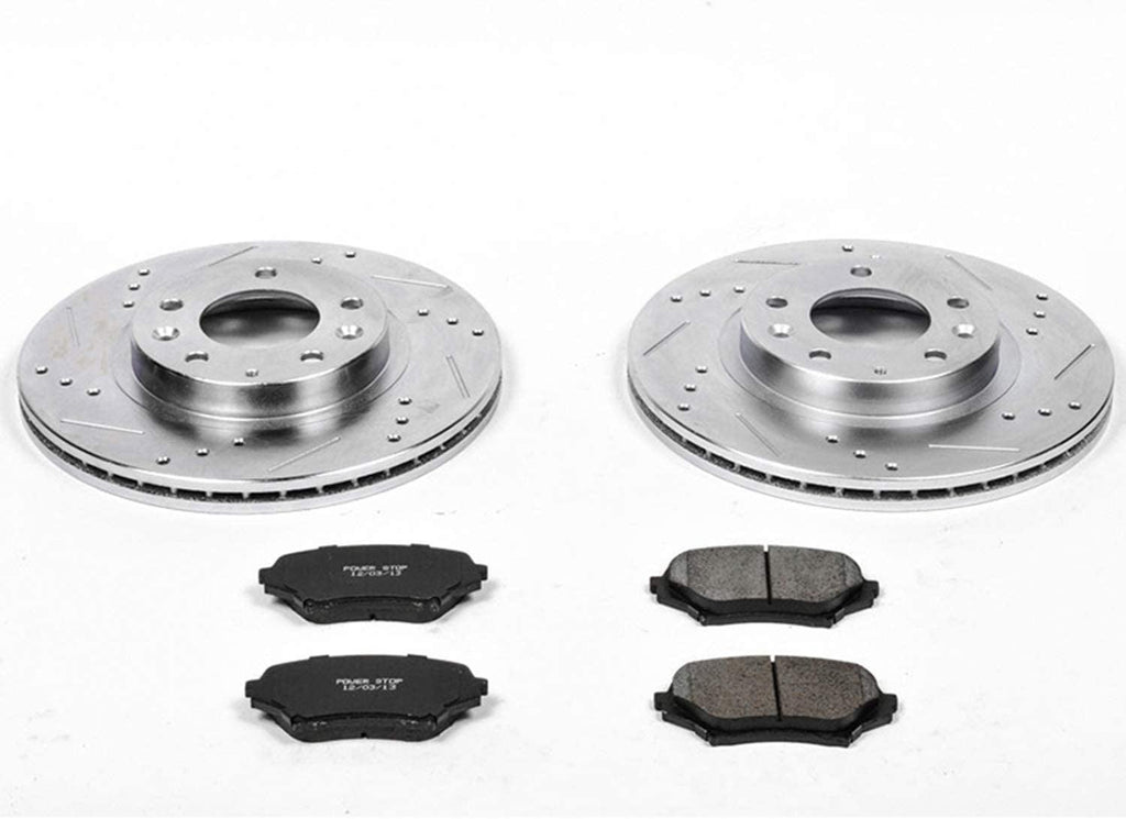 K4659 Front Z23 Carbon Fiber Brake Pads with Drilled & Slotted Brake Rotors Kit