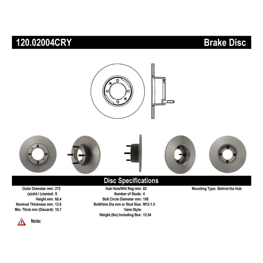 Centric Front Disc Brake Rotor for Alfa Romeo (120.02004)