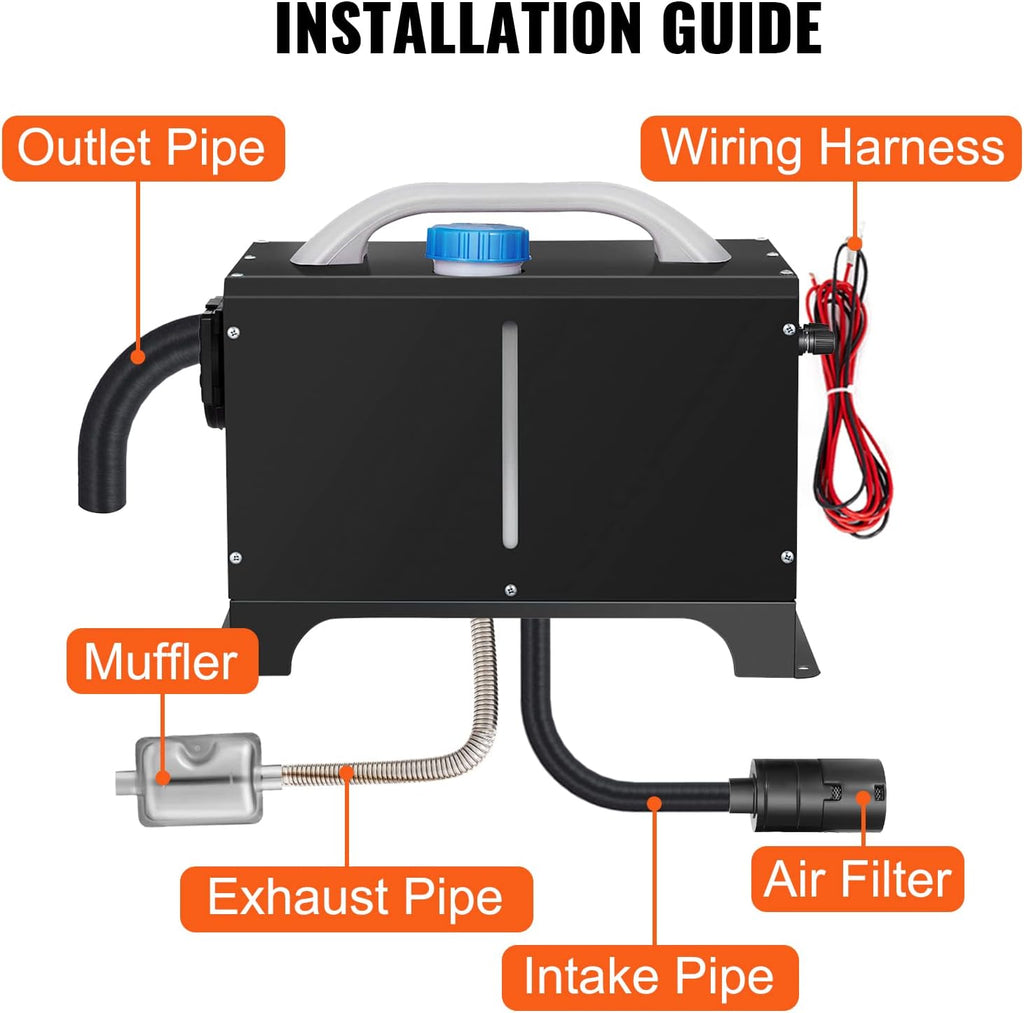 Diesel Air Heater 8KW, All in One 12V Truck Heater, Parking Heater with Black LCD, Remote Control, Fast Heating Diesel Heater for RV Truck, Boat, Bus, Car Trailer, Motorhomes