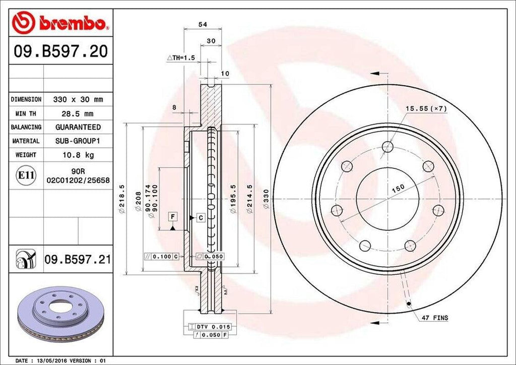 Brembo Front Disc Brake Rotor for 04-08 F-150 (09.B597.21)