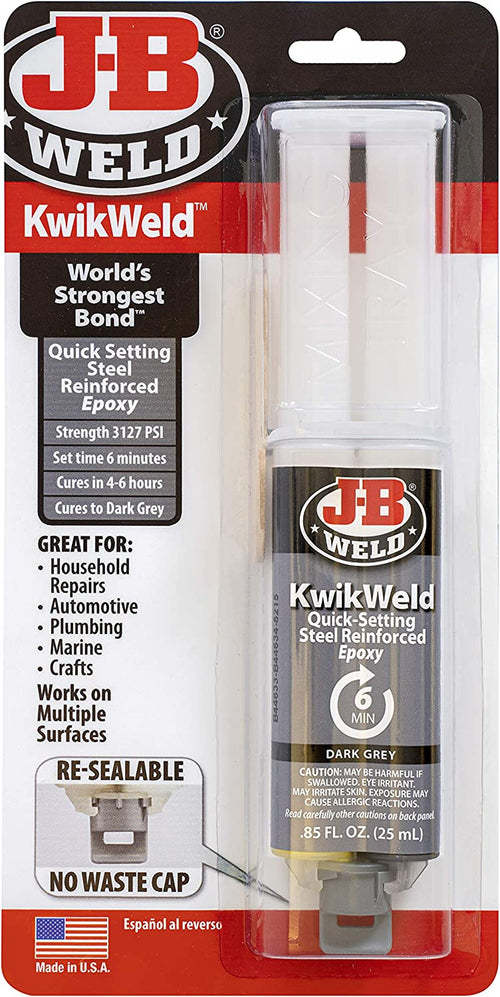 J-B Weld 50176 Kwikweld Steel Reinforced Epoxy Syringe - Dark Grey - 25 Ml,Black