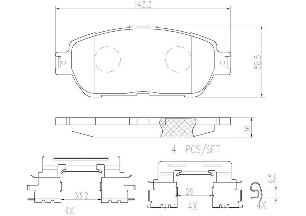Front Disc Brake Pad Set for Tacoma, Sienna, Solara, Avalon+More (P83105N)