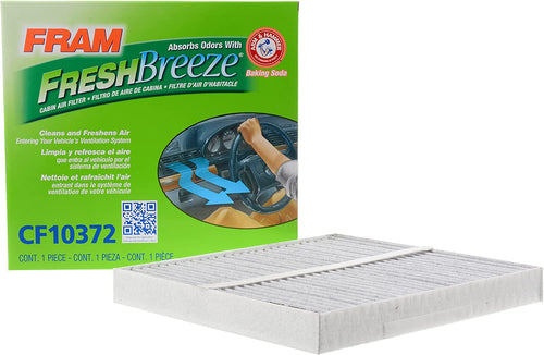 Fresh Breeze Cabin Air Filter Replacement for Car Passenger Compartment W/ Arm and Hammer Baking Soda, Easy Install, CF10372 for Mazda Vehicles , White