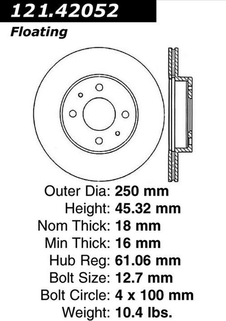 Centric Front Disc Brake Rotor for Nissan (121.42052)