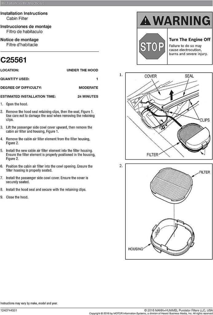 C25561 one Advanced Cabin Air Filter Compatible with Select Honda Vehicles