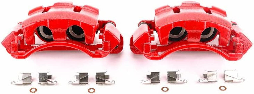 Front S4790 Pair of High-Temp Red Powder Coated Calipers