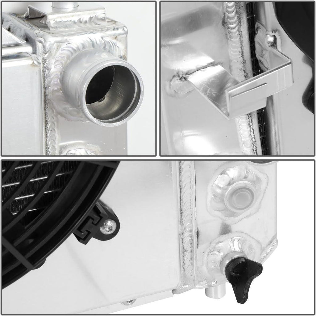RA+FS-FM97MT-3 Tri Core 3-Row Radiator W/Fan Shroud Fit 97-04 Ford Mustang Mt,Metallic