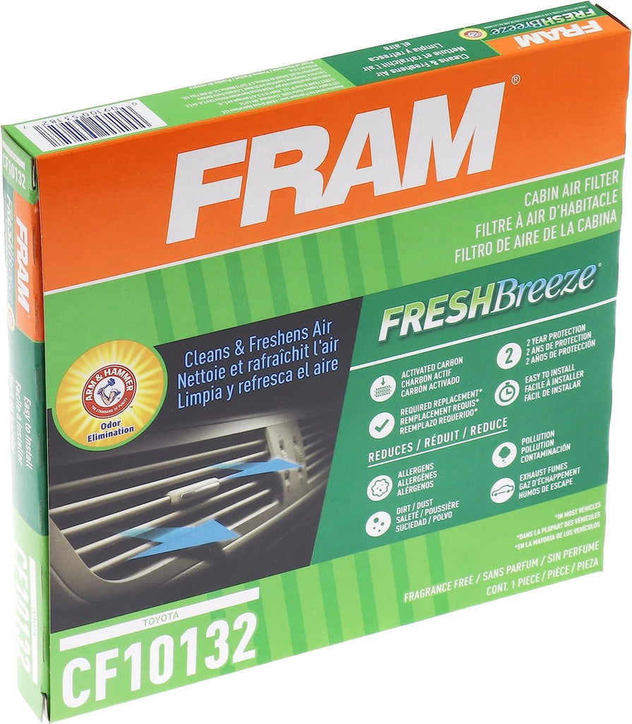 Fresh Breeze Cabin Air Filter Replacement for Car Passenger Compartment W/ Arm and Hammer Baking Soda, Easy Install, CF10132 for Select Toyota Vehicles