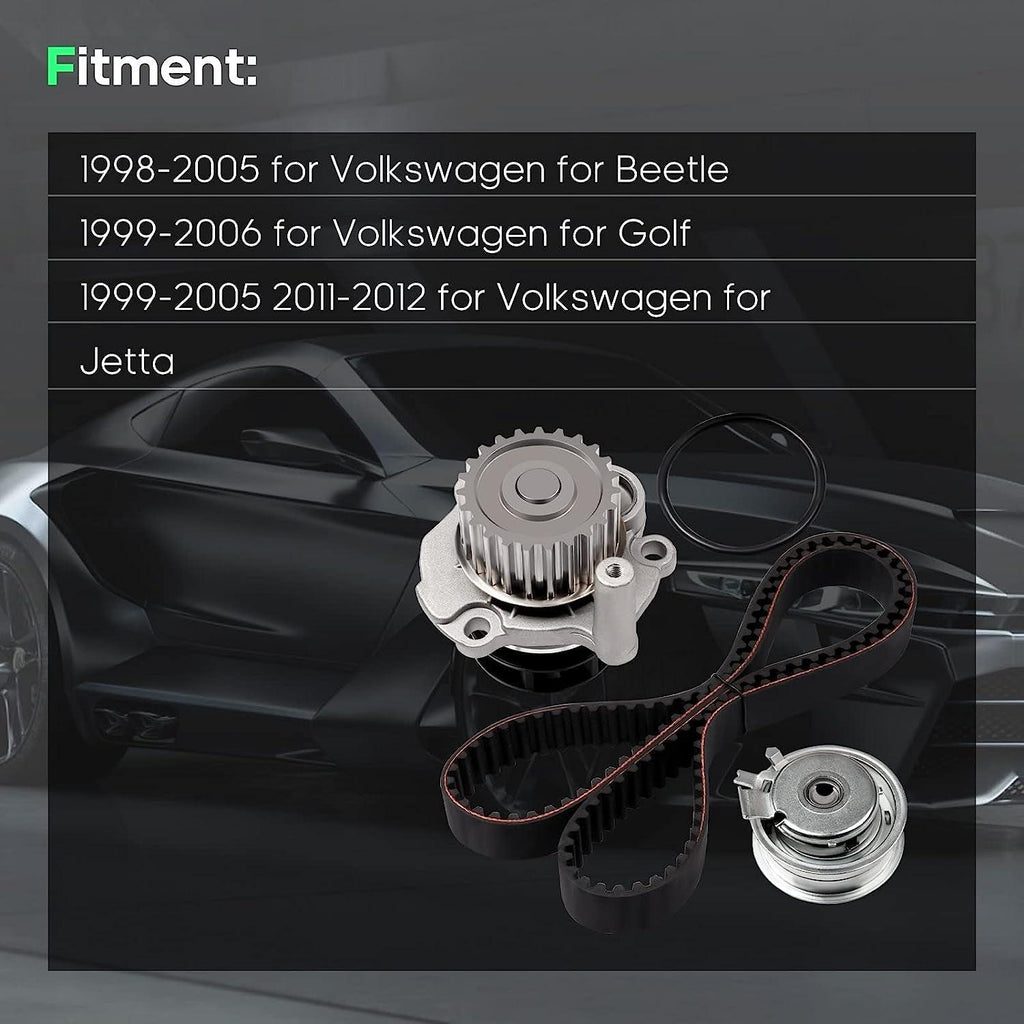 New Timing Belt Water Pump Tensioner Kit Fits 1998-2005 for Jetta Golf 2.0L L4 SOHC AEG AVH AZG BEV Engine
