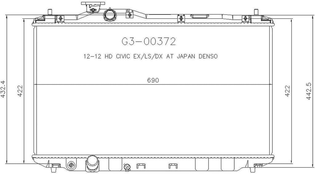 13265 Honda Civic Replacement Radiator