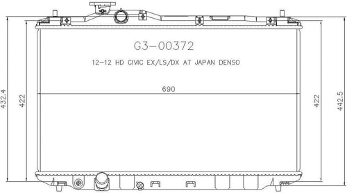 13265 Honda Civic Replacement Radiator
