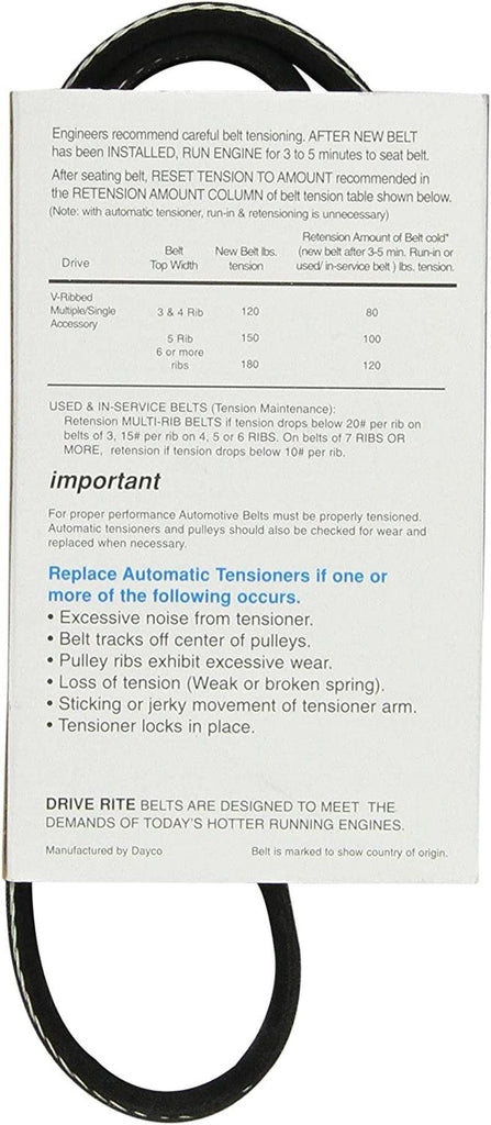 Dayco 5040305DR Serpentine Belt