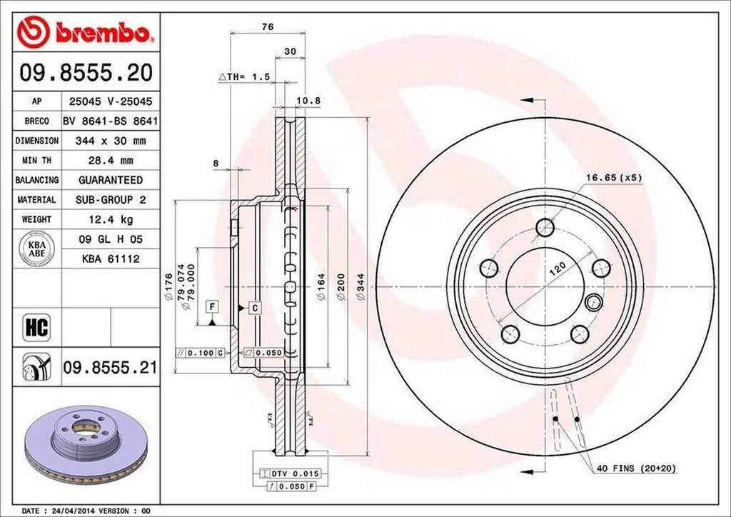 Brembo Front Disc Brake Rotor for 03-05 Land Rover Range Rover (09.8555.21)