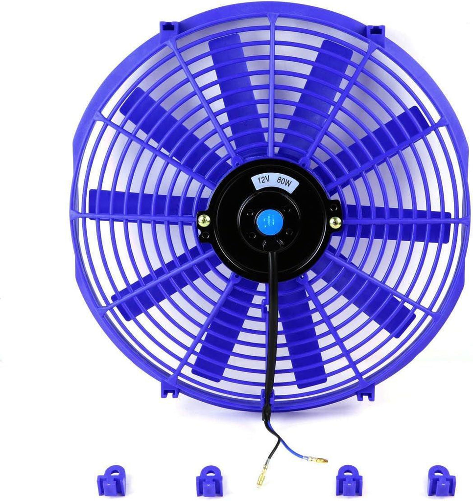 RAF-14-BL+FMK-X2 2Pcs 14" Inch Electric Radiator Cooling Fan Kit (Blue)