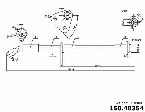 Centric Brake Hydraulic Hose for 00-05 Honda S2000 150.40354