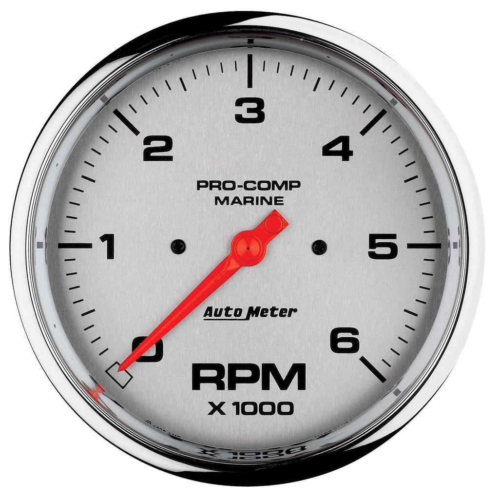 5 in. IN-DASH TACHOMETER 0-6000 RPM MARINE CHROME ULTRA-LITE - greatparts