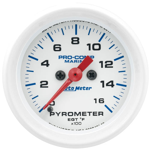 2-1/16 in. PYROMETER 0-1600 Fahrenheit MARINE SILVER WHITE - greatparts