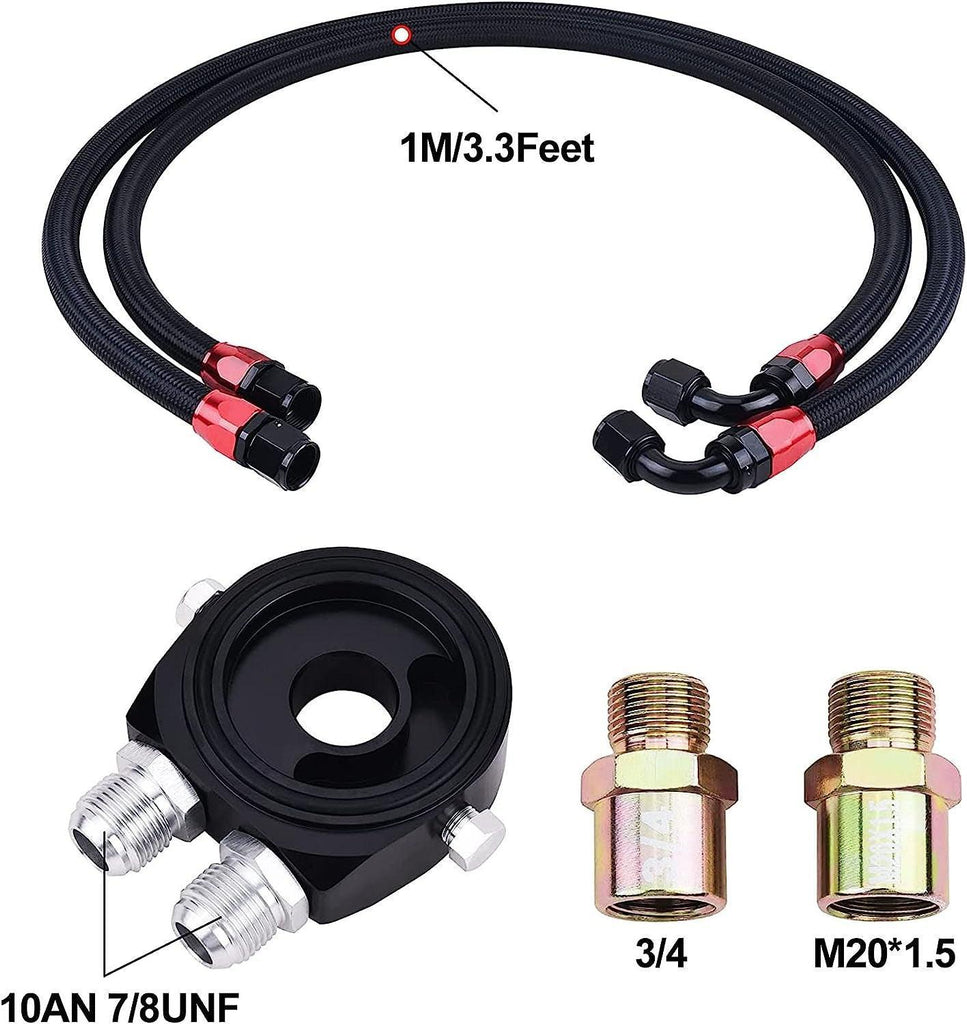 EVIL ENERGY 10 Row Oil Cooler Kit, 10AN Transmission Engine Cooler Universal Aluminium Black