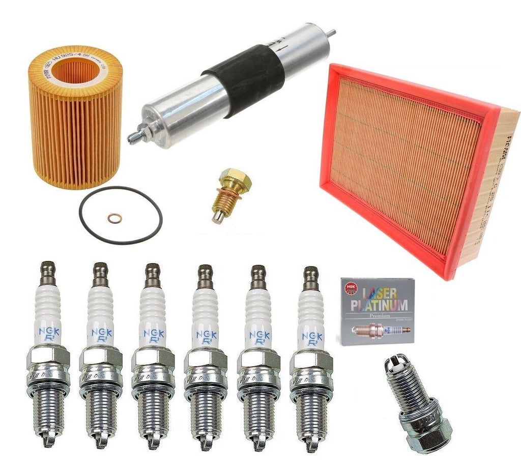 FOR BMW M3 E46 Tune-Up Kit NGK Spark Plugs Mann Oil+Air+Fuel Filters Drain Plug