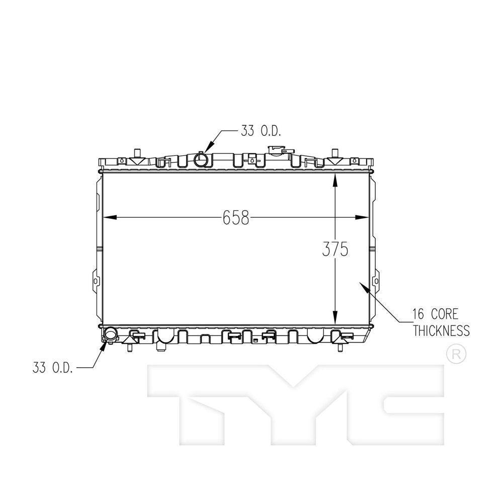 2388 Radiator Assembly for 01-08 Hyundai Elantra Tiburon