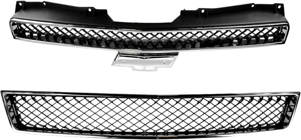 Grilles Black Chrome Trim Front Upper & Lower Pair Set for Avalanche Suburban