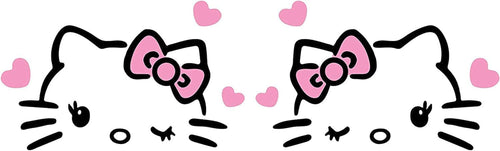 Hello Kitty with Hearts Rearview Mirror Sticker Vinyl Decal for Bumper & Car Window Sticker for Cars, Laptops, Macbook Trucks and More - Colour - Black N Pink - Size - 4.4