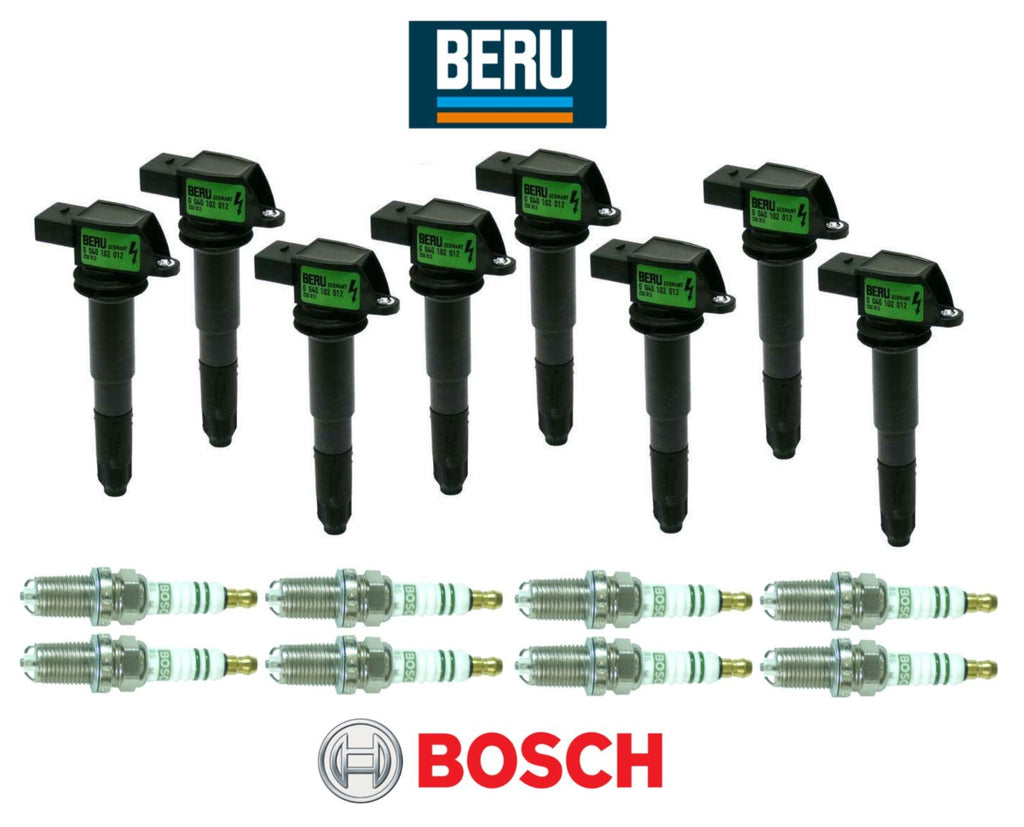 OEM Ignition Coil + Spark Plug (8Sets) Beru Bosch for Porsche Cayenne S