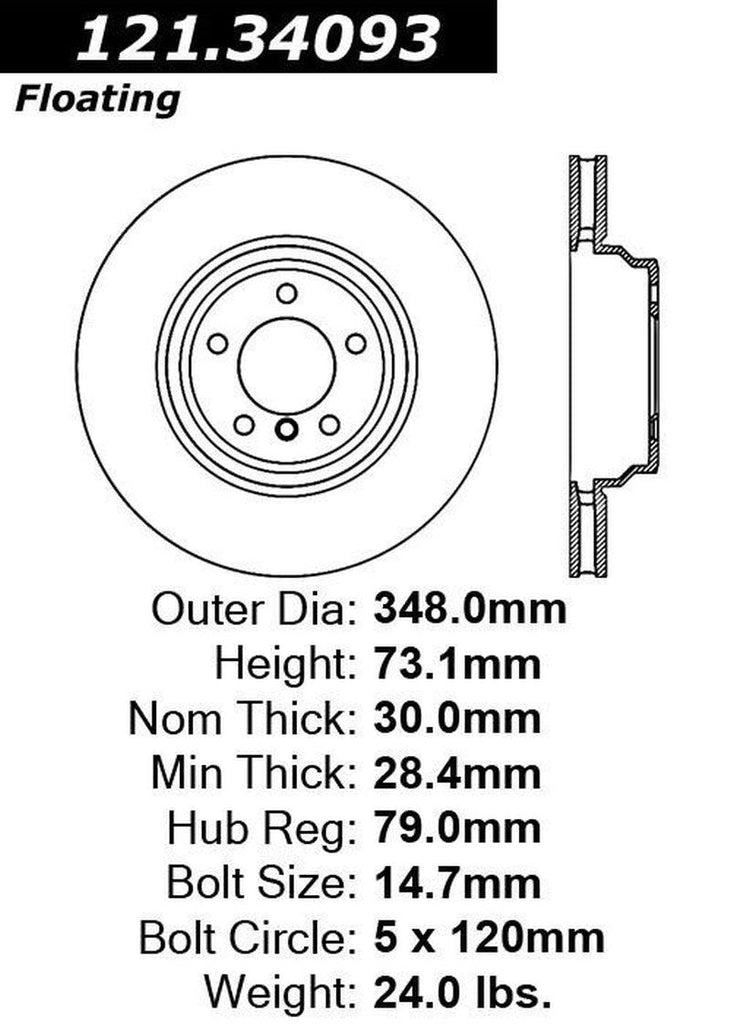 Centric Front Disc Brake Rotor for BMW (121.34093)