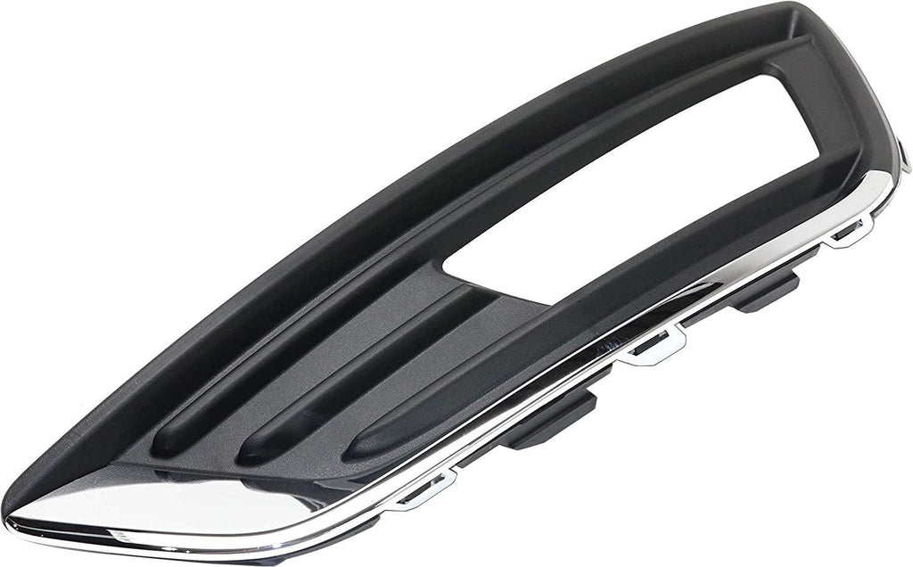 Fog Light Trim Compatible with 2015-2019 Ford Focus Black and Chrome Front, Driver Side