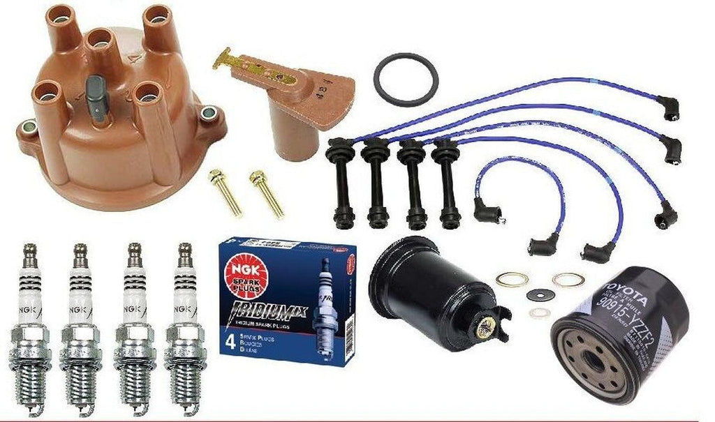 Toyota Corolla GTS 4AGE Tune-Up Cap-Rotor-Ngk Wires-Iridium Spark Plugs Kit