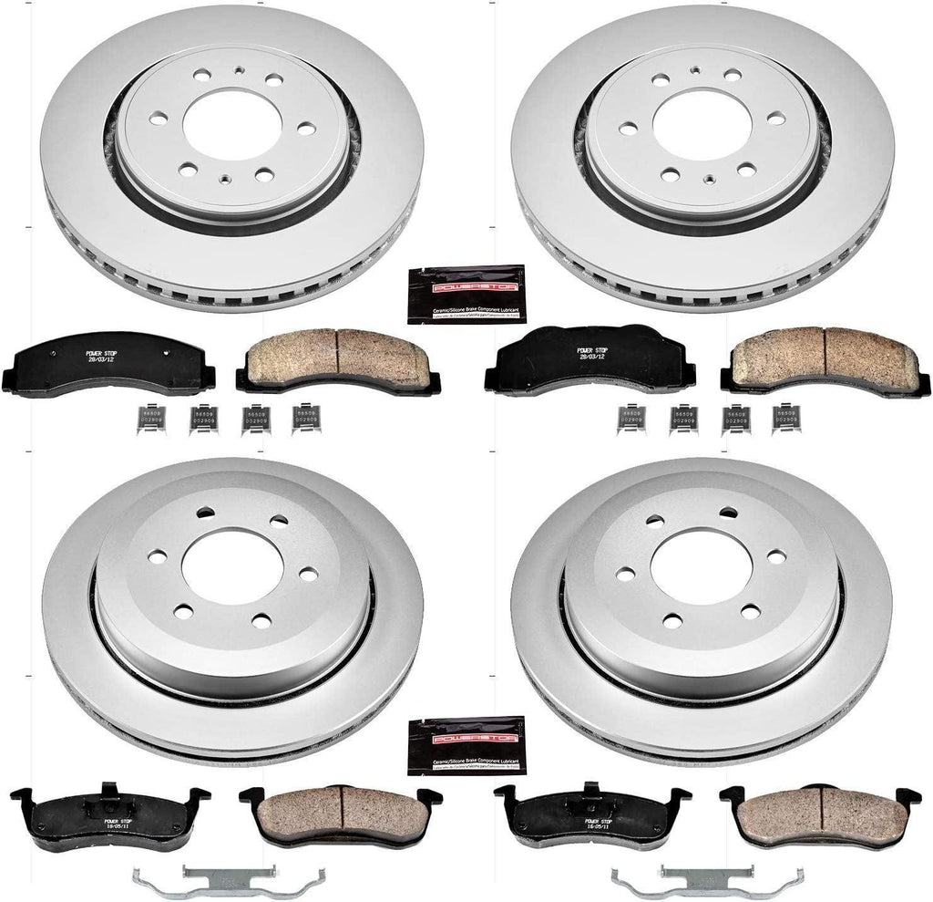 CRK5577 Coated Brake Rotor & Ceramic Brake Pads- Front & Rear