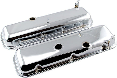 PCE314.1055 Fits Chevy BBC 454 STD Style Chrome Valve Covers - Short W/Baffled Hole