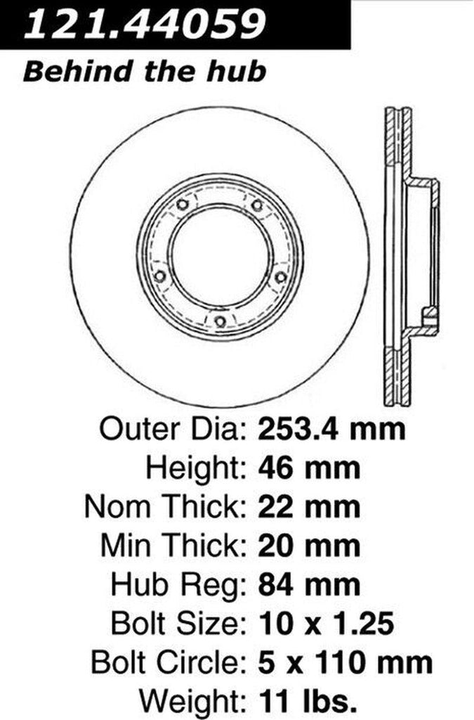 Centric Front Disc Brake Rotor for 1989-1995 Pickup (121.44059)