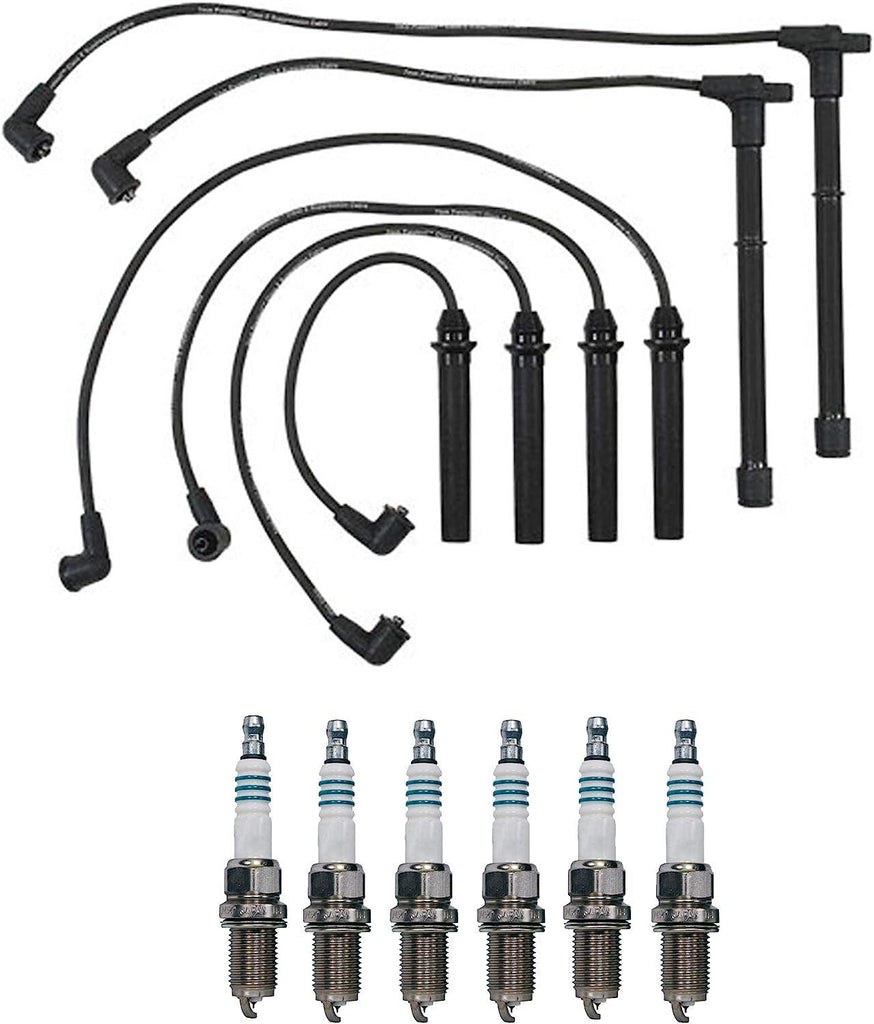 Denso Wire Set 7Mm and 6 Iridium Power Spark Plugs 0.044 Kit for Nissan 3.3L V6 Naturally Aspirated