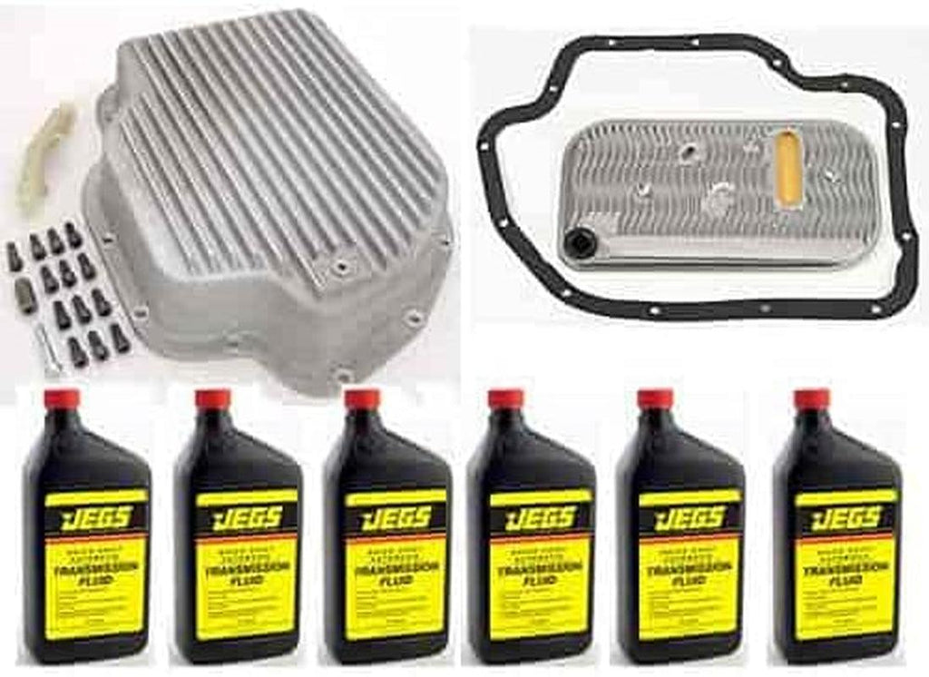 TH-400 Transmission Pan Kit | 3-1/2” Deep Pan | Cast Aluminum | Includes Magnetic Drain Plug | Kit Includes Filter, Gasket, and 6 Quarts of Trans Fluid