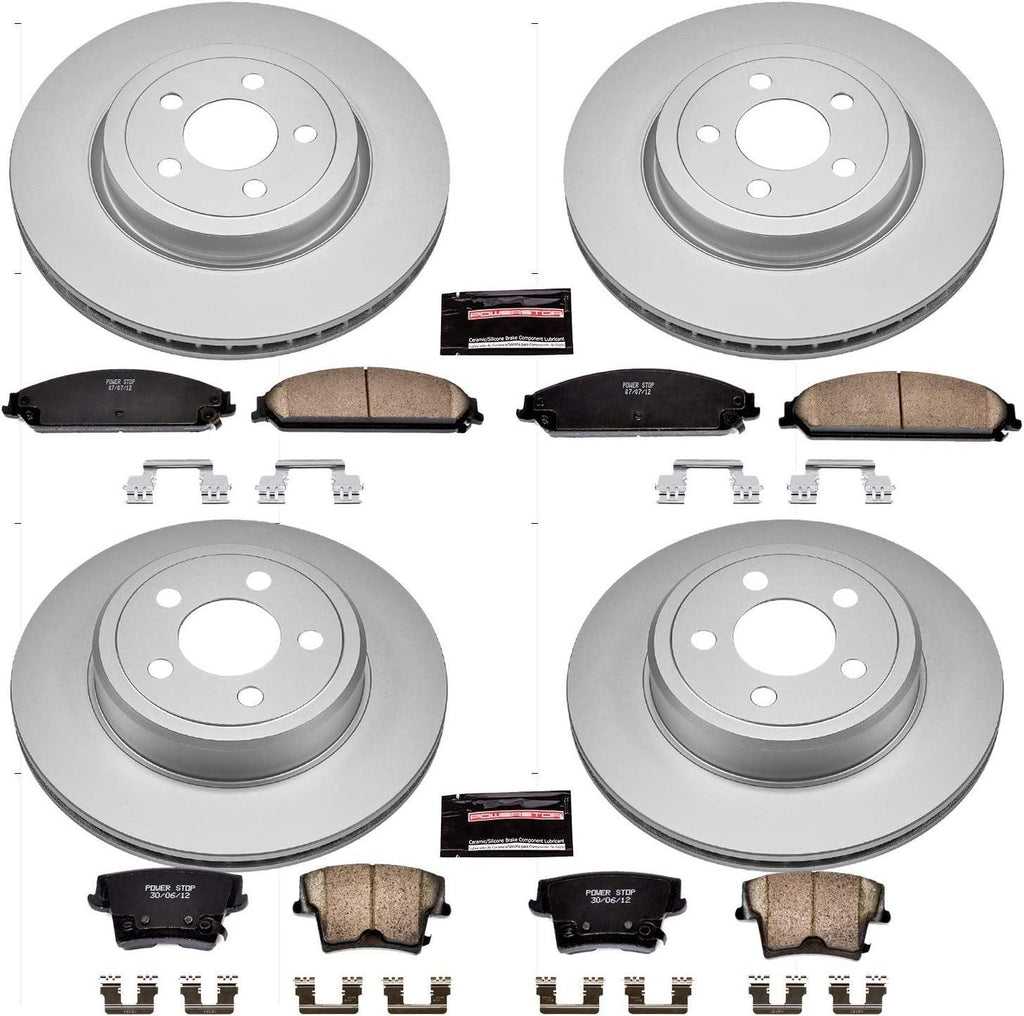 CRK2853 Coated Brake Rotor & Ceramic Brake Pads- Front & Rear
