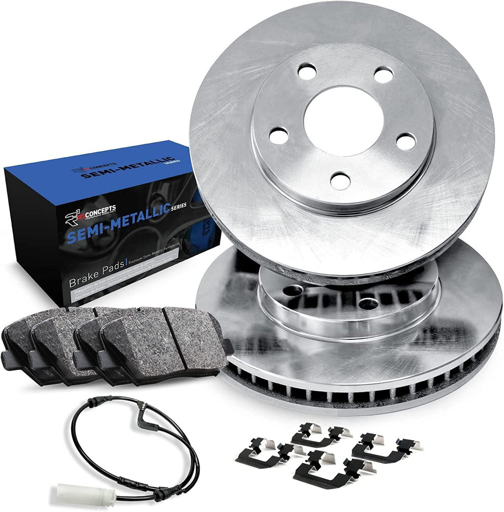 R1 Concepts Front Brakes and Rotors Kit |Front Brake Pads| Brake Rotors and Pads| Semi Metallic Brake Pads and Rotors |Sensor Kit |Fits 2008-2019 Pontiac Vibe, Scion Xd, Toyota Corolla, Matrix