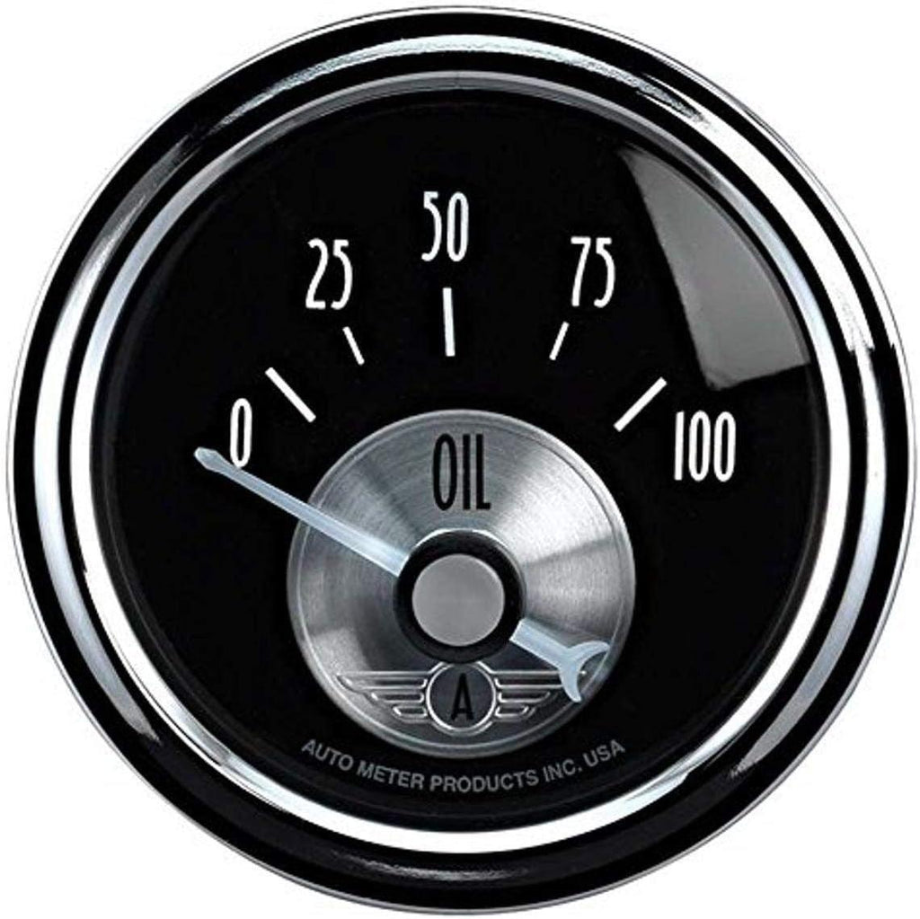 2028 Prestige Black 2-1/16" 0-100 PSI Oil Pressure Gauge