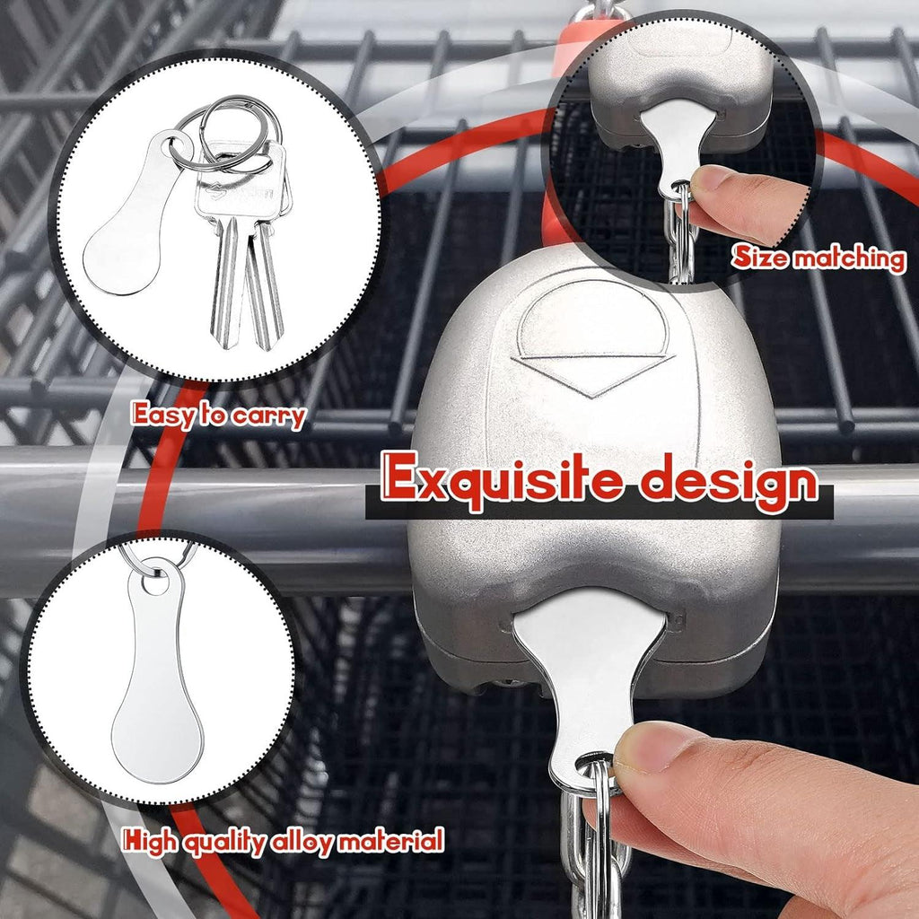 4 Pcs Portable Aluminum Alloy Key Ring Metal Shopping Trolley Tokens Unisex Gift Keyrings Decorations for Men Women Shopping Cart Grocery Shopping Trolleys
