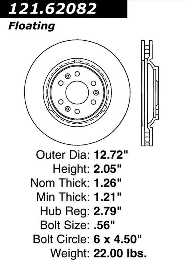 Centric Front Disc Brake Rotor for 04-09 Cadillac SRX (121.62082)
