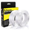Rvhouse Double Sided Tape 2 Pack Clear Mounting Tape Nano Removable Tough Sticky Adhesive for Carpet Picture Poster Office Home RV Decoration