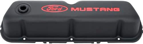 Compatible With/Replacement for  - 302-101 - Black Steel Valve Cover Set W/Compatible With/Replacement for 6770 Mustang Logo