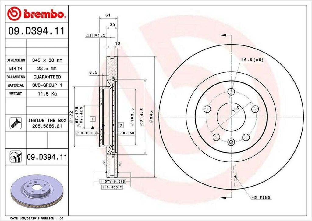 Brembo Front Disc Brake Rotor for 08-14 CTS (09.D394.11)