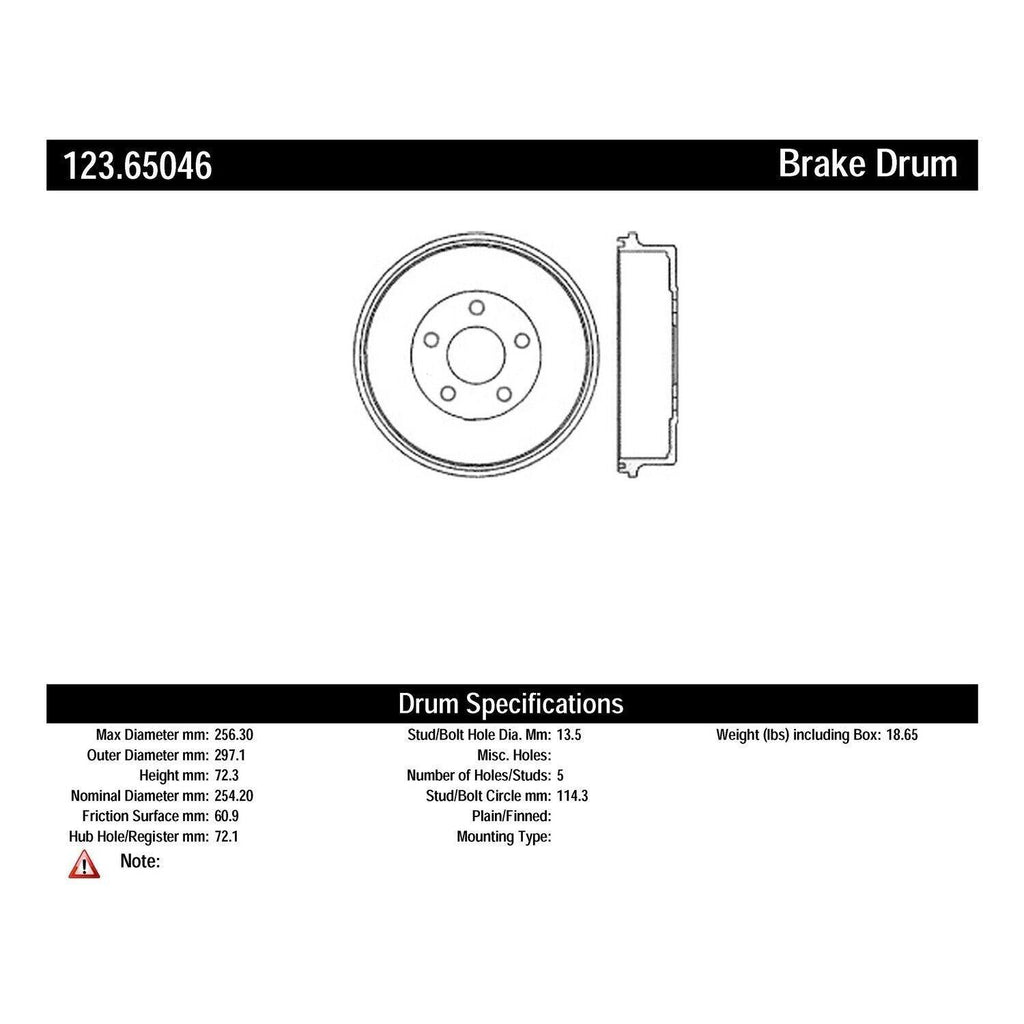 Centric Brake Drum for Escape, Tribute, Mariner 123.65046