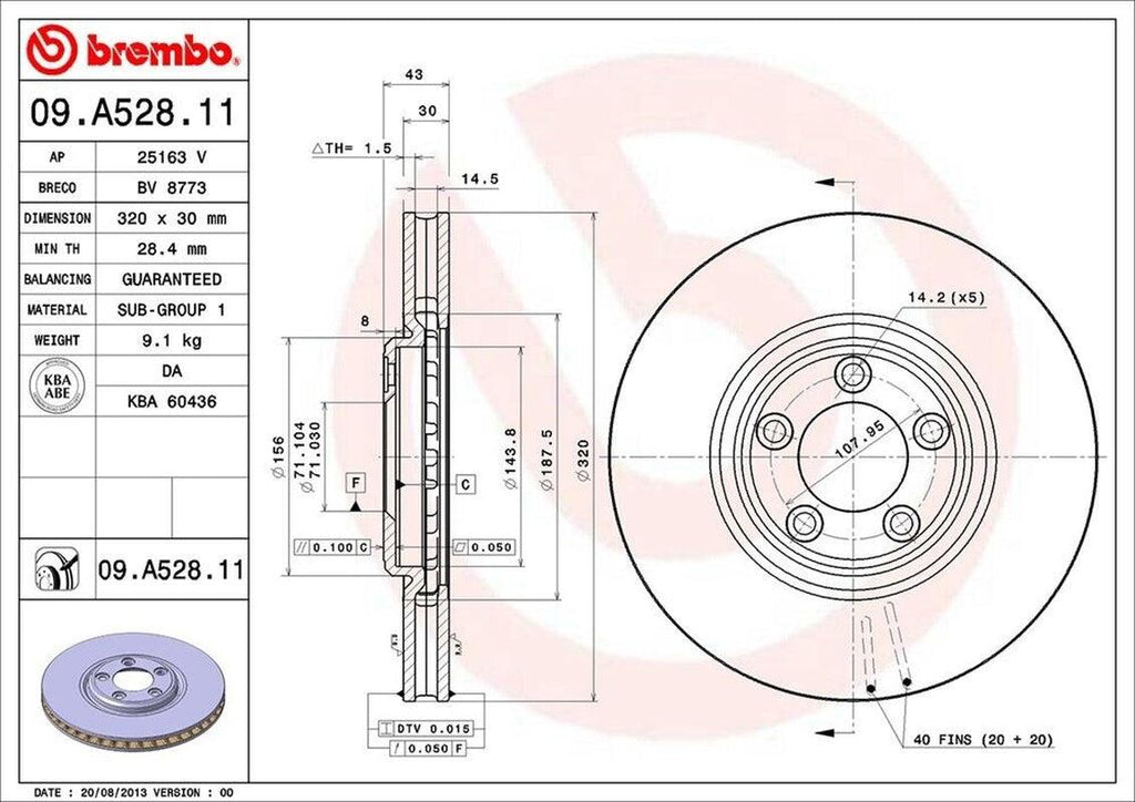 Brembo Front Disc Brake Rotor for Jaguar (09.A528.11)
