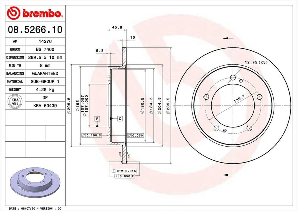 Front Disc Brake Rotor for Tracker, Sidekick, X-90, Sunrunner+More (08.5266.10)